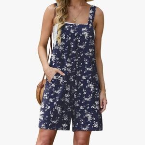 Floral Navy Blue and White Romper || Lepunuo